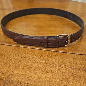 Michaels Dark Brown Leather Belt with Gold Buckle